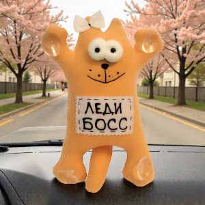 Cat in the car on suction cups