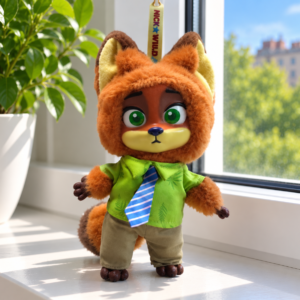 Nick the Fox Plush Keychain, 17 cm