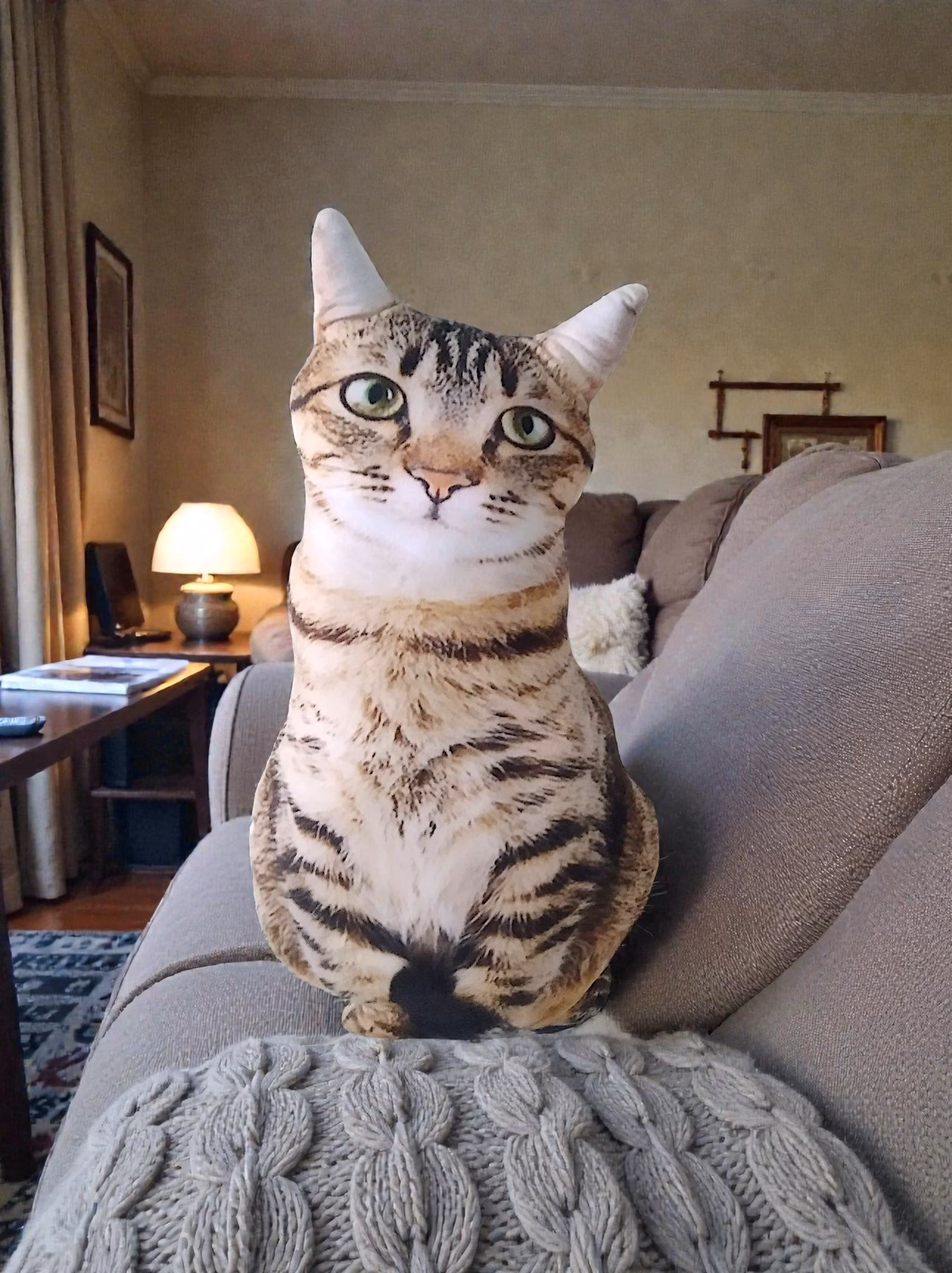 Realistic cat pillow toy, 50 cm