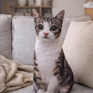 Realistic cat pillow 50 cm