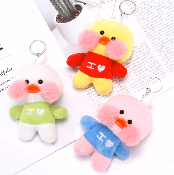 Lalafanfan duck plush keychain, 9 cm